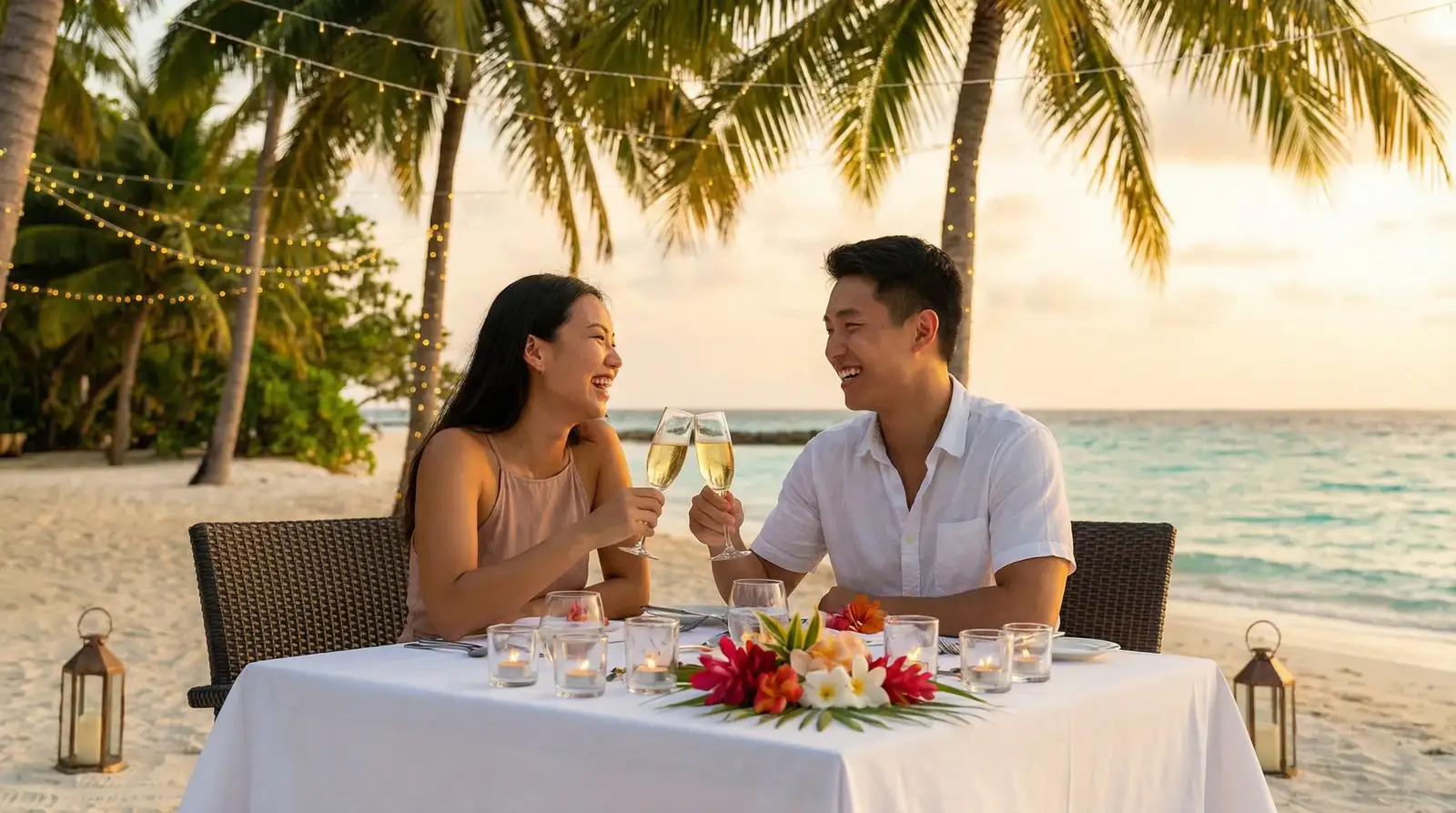 爱情岛 海滩烛光晚餐约会